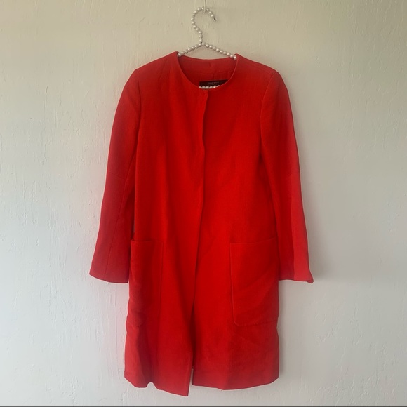 Zara Red Orange Bell Sleeve Snap Button Jacket - Picture 6 of 15